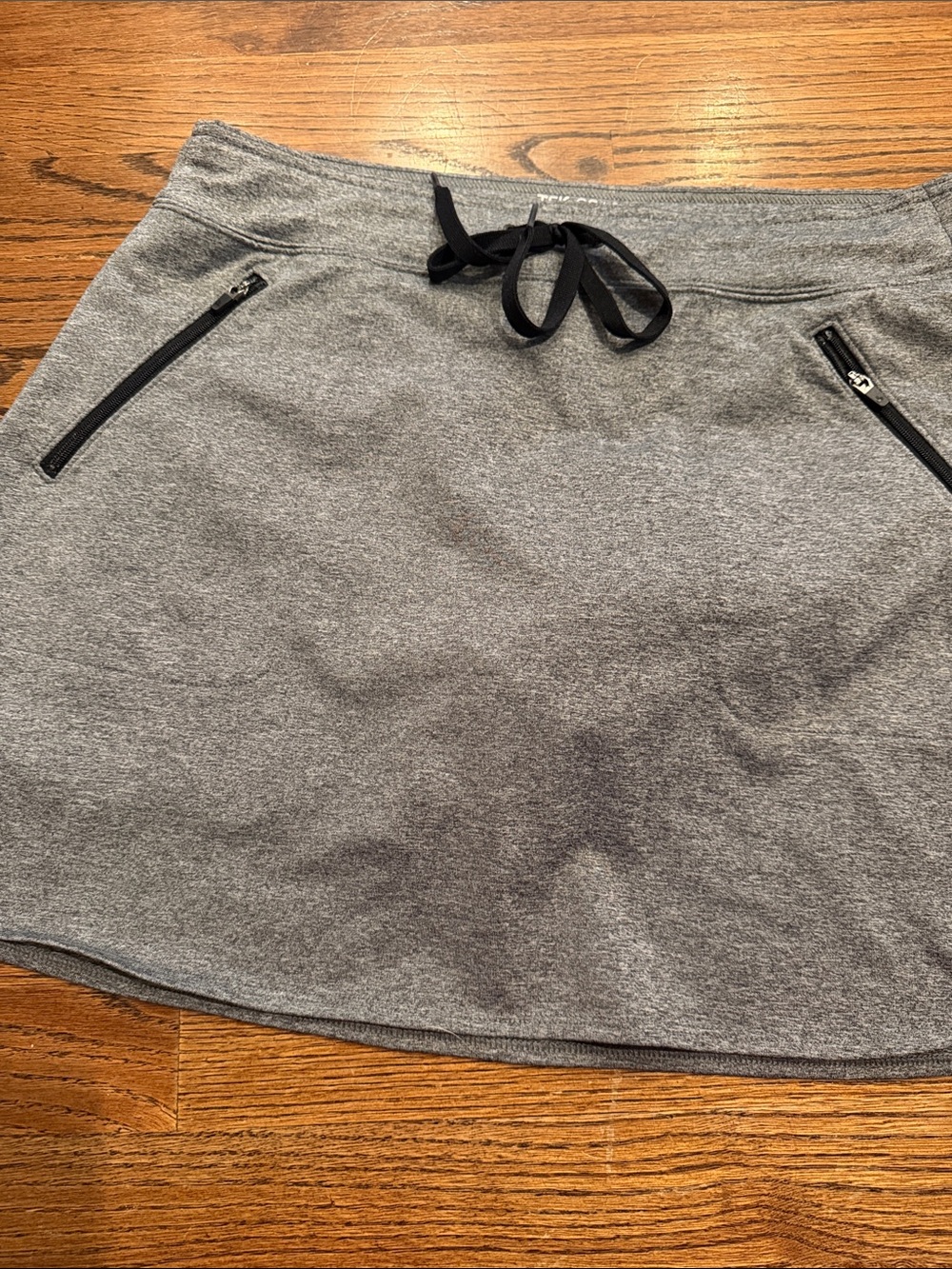 Women’s Tek gear Gray Drawstring Active Skort with Zip Pockets Sz medium